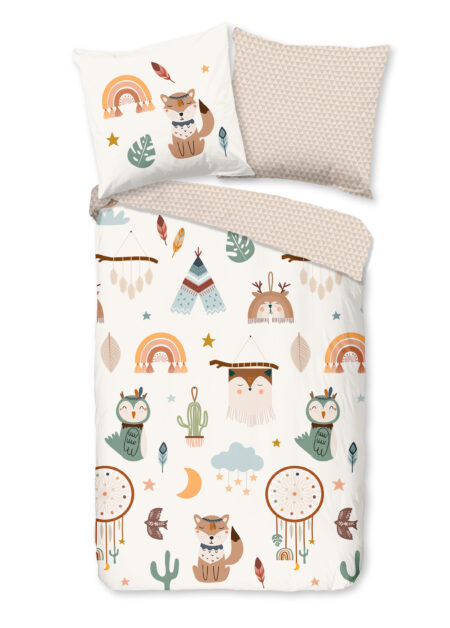 Good Morning Kinderdekbedovertrek "tipi-tenten / boho" - Zand - (135x200 cm) - Katoen