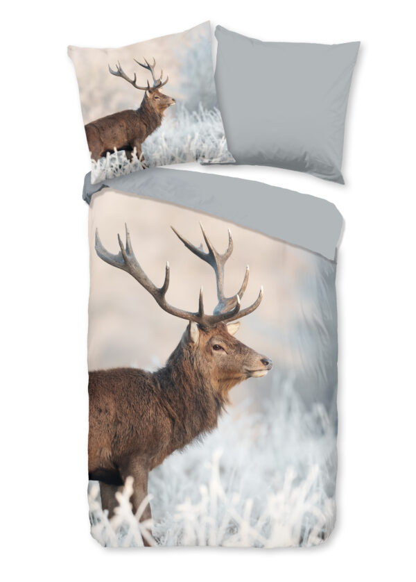 Good Morning Dekbedovertrek "rendier" - Grijs - (155x220 cm) - Katoen
