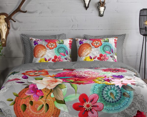 HIP Dekbedovertrek "Mandals en bloemen" - Multi - (200x200/220 cm) - Katoen Flanel - Afbeelding 3