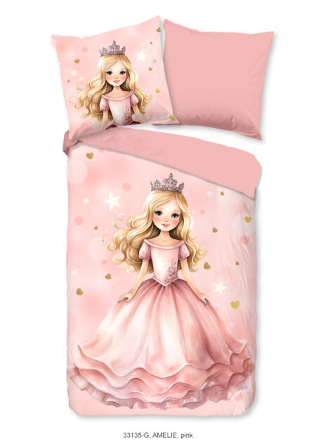 Good Morning Kinderdekbedovertrek "princes" - Roze - (135x200 cm) - Katoen
