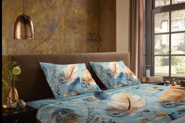 Pure Dekbedovertrek "veren/ oosters" - Aqua - (135x200 cm) - Microfiber - Afbeelding 3