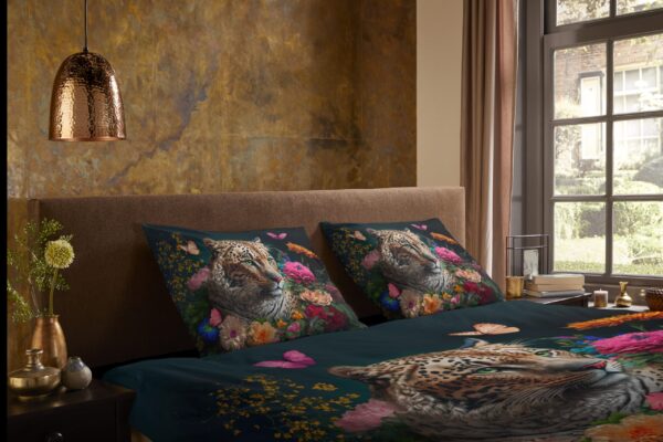 Pure Dekbedovertrek "luipaard met bloemen" - Multi - (135x200 cm) - Microfiber - Afbeelding 3