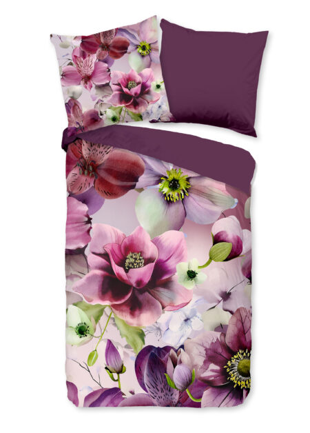 Pure Dekbedovertrek "orchidee bloemen" - Bordeaux - (200x200 cm) - Microfiber