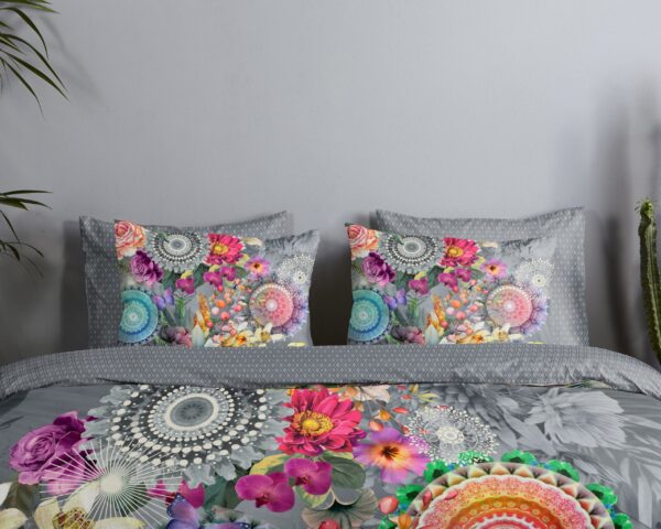 HIP Dekbedovertrek "mandalas en bloemen" - Grijs - (140x200/220 cm) - Katoen Satijn - Afbeelding 3