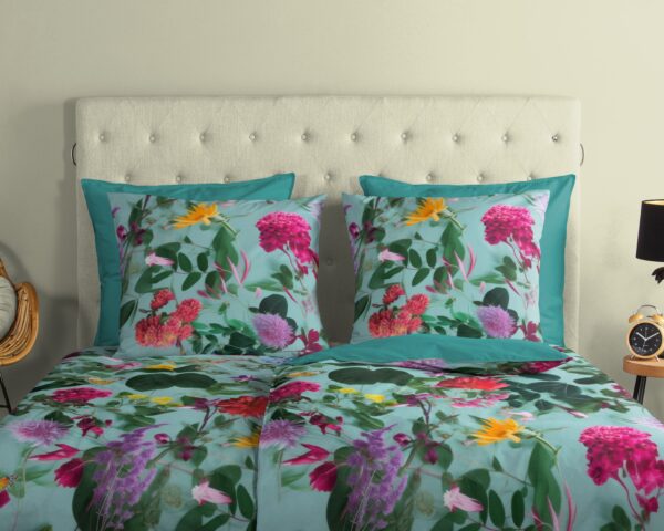 Good Morning Dekbedovertrek "bloemen" - Aqua - (135x200 cm) - Katoen - Afbeelding 3