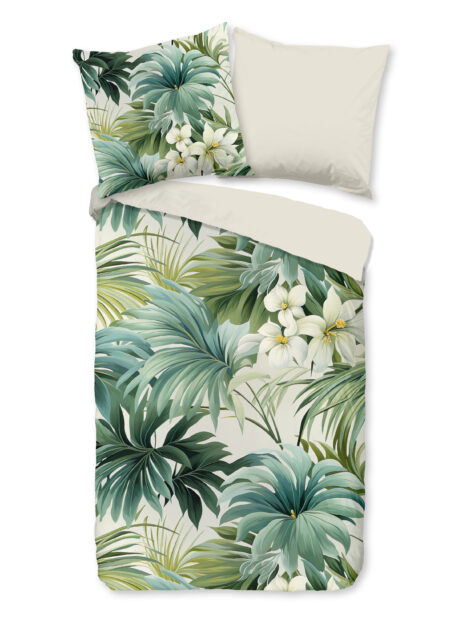 Pure Dekbedovertrek "bladeren en bloemen" - Groen - (200x200 cm) - Microfiber
