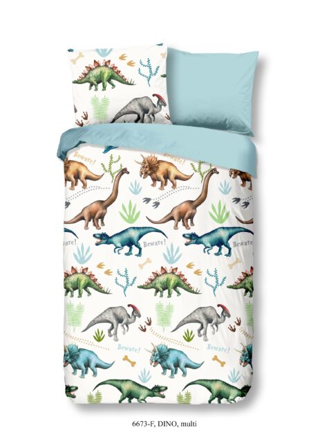 Good Morning Kinderdekbedovertrek "dino's" - Multi - (140x200/220 cm) - Katoen Flanel