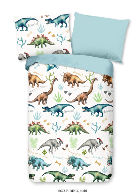 Good Morning Dekbedovertrek "dino's" - Multi - (140x200 cm) - Katoen Flanel