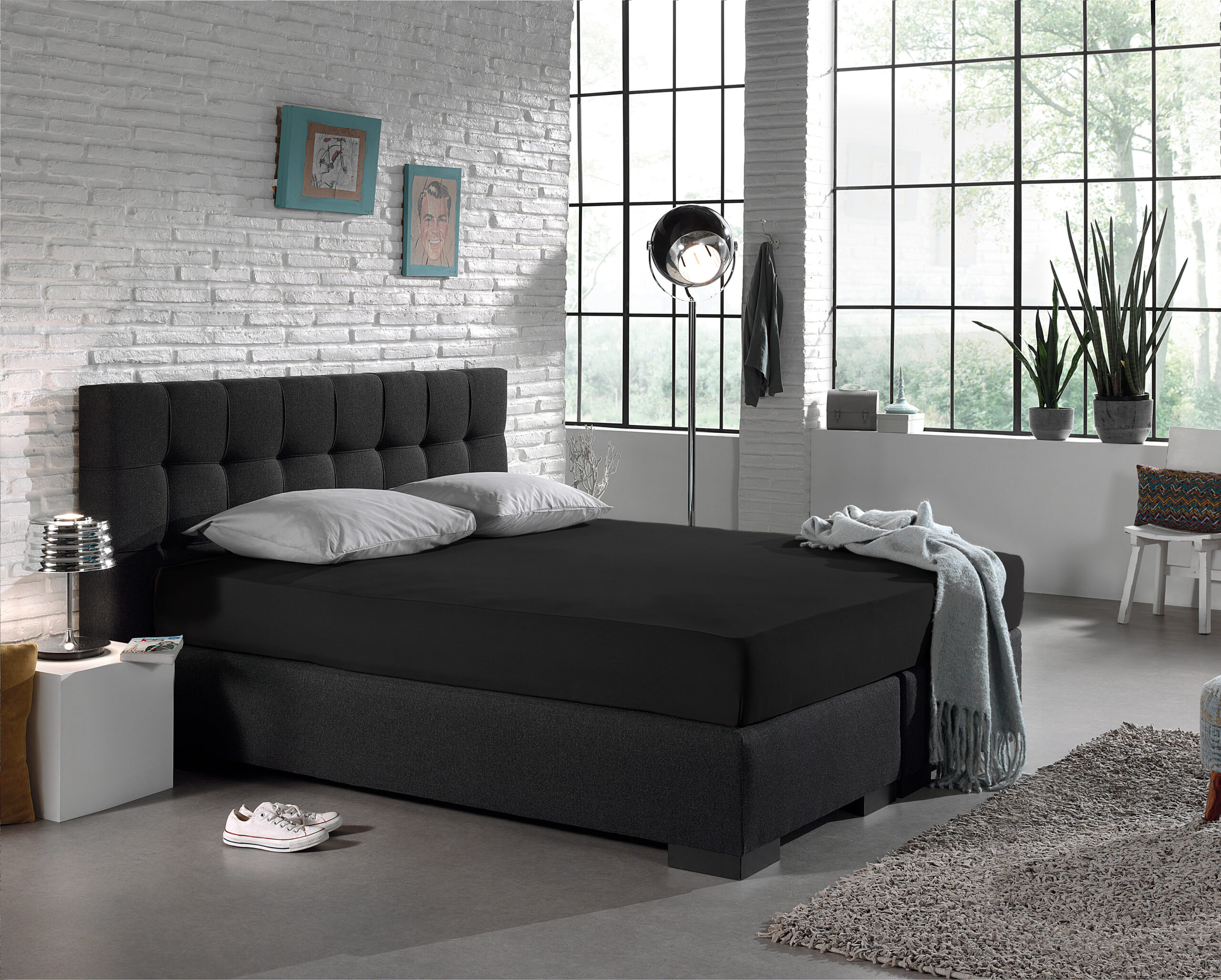 Dreamhouse Enkel Jersey 135 gr. Hoeslaken Zwart 190/200 x 200/220