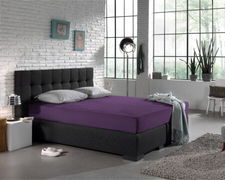 Enkel Jersey 135 gr. Hoeslaken Paars 190/200 x 200/220