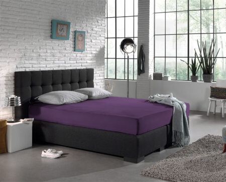 Enkel Jersey 135 gr. Hoeslaken Paars 190/200 x 200/220