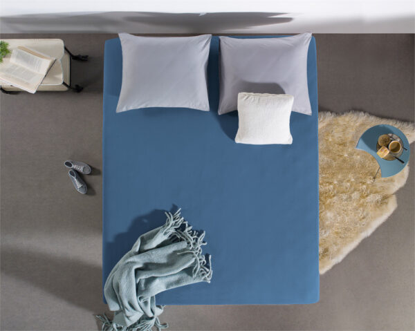 Dubbel Jersey 220 gr. Hoeslaken Blauw 160/180 x 200/220