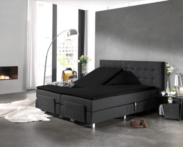 Splittopper Katoen Hoeslaken Zwart 160 x 220