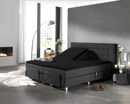 Splittopper Katoen Hoeslaken Zwart 180 x 210