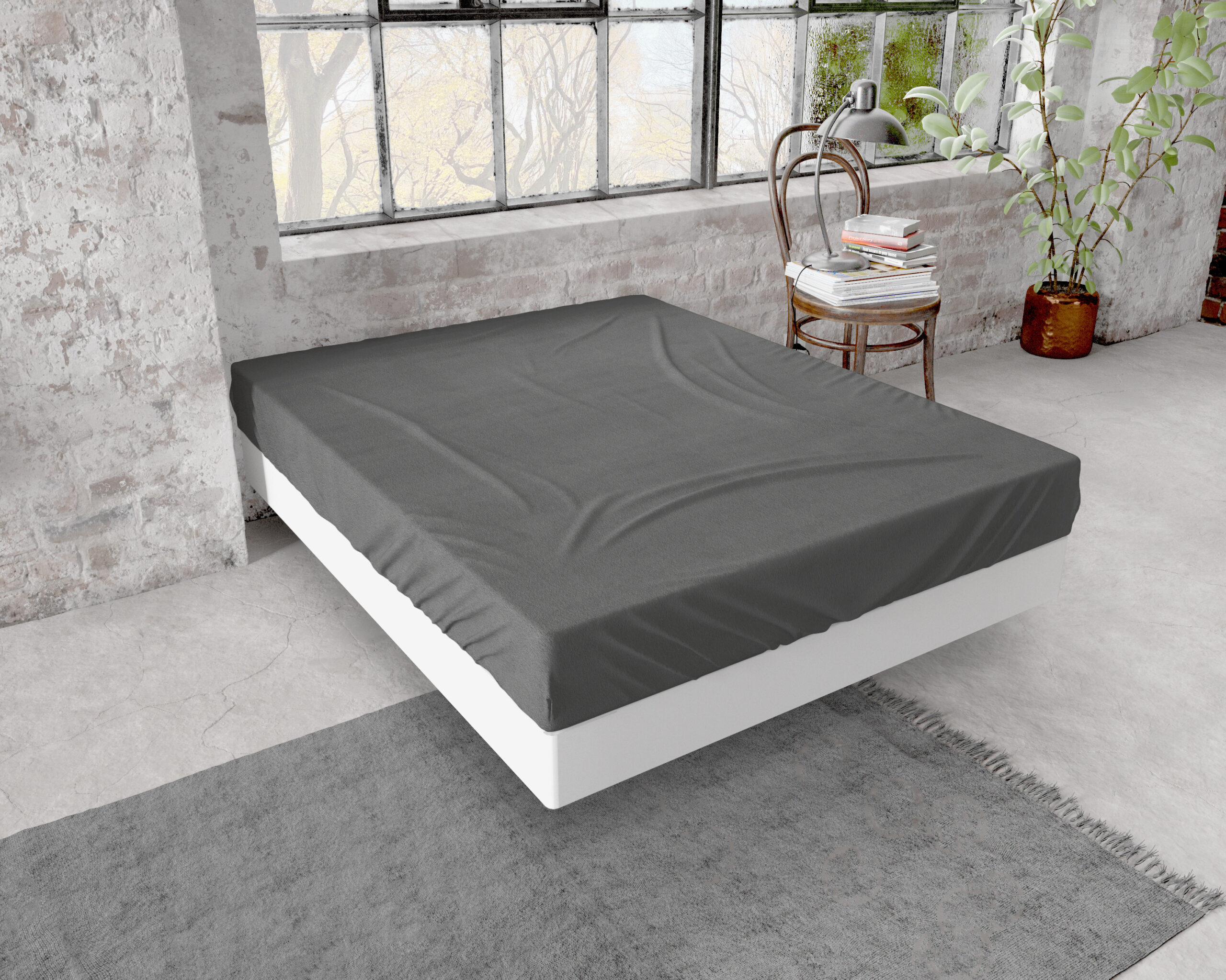 Dreamhouse Flanel Premium Hoeslaken Antraciet 140 x 200/210