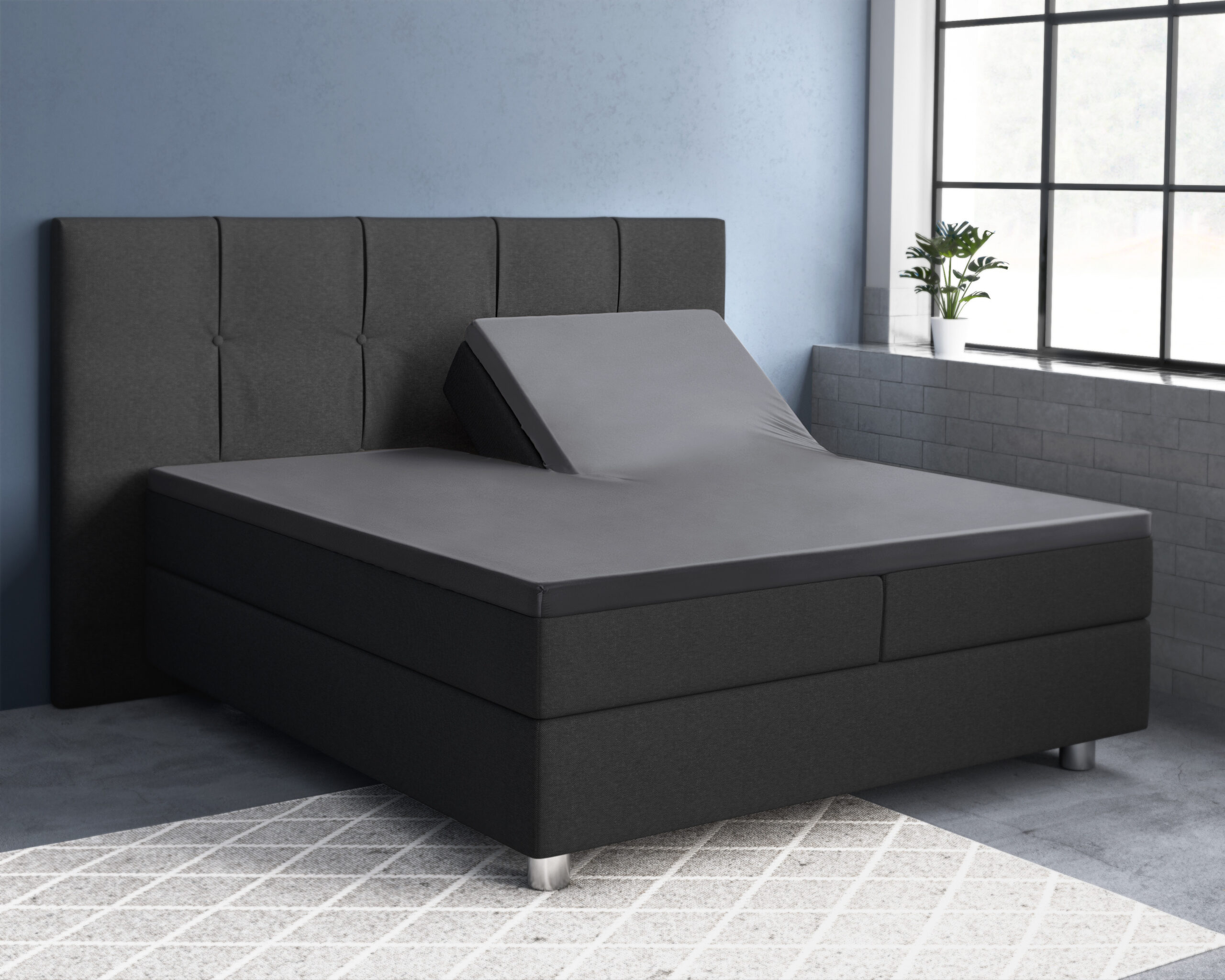 Primaviera Deluxe Splittopper Satijn Hoeslaken Antraciet 180 x 220