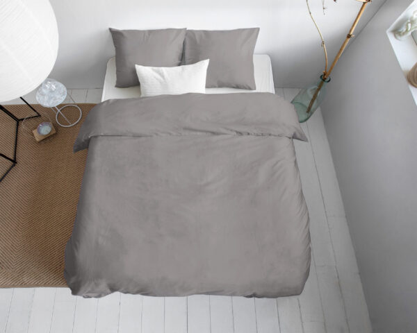 Primaviera Deluxe Uni Satijn Dekbedovertrek Grijs 140 x 200/220 cm - Afbeelding 3