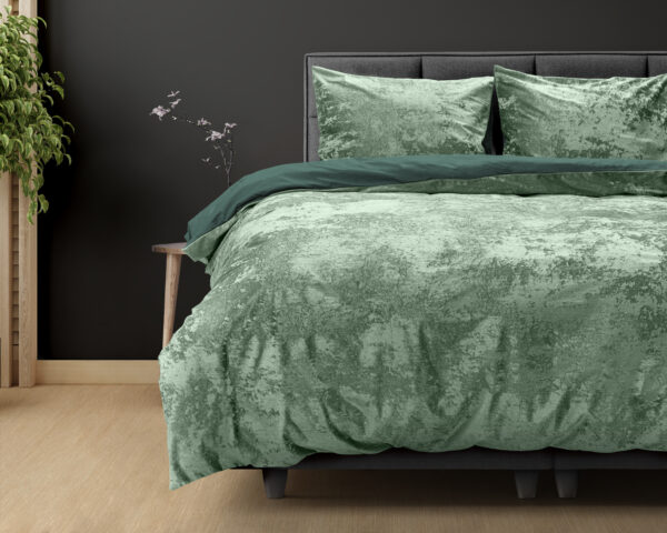Crushed Velvet Cotton Bottle Donker Groen 200 x 220
