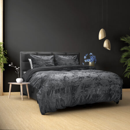 Crushed Velvet Cotton Volcanic Antraciet 140 x 220