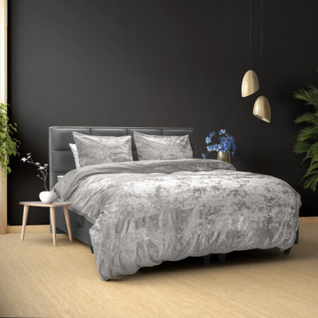 Crushed Velvet Katoen Metallic Zilver 240 x 220
