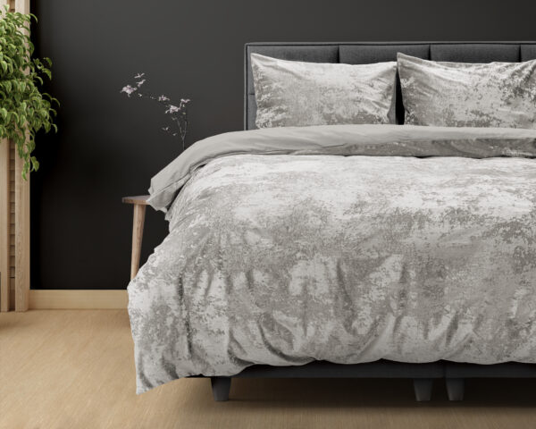 Crushed Velvet Katoen Metallic Zilver 240 x 220