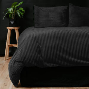 Rib Teddy Zwart 140x200/220