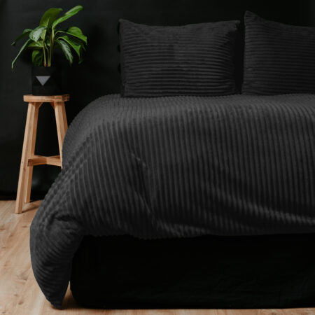 Rib Teddy Zwart 140x200/220