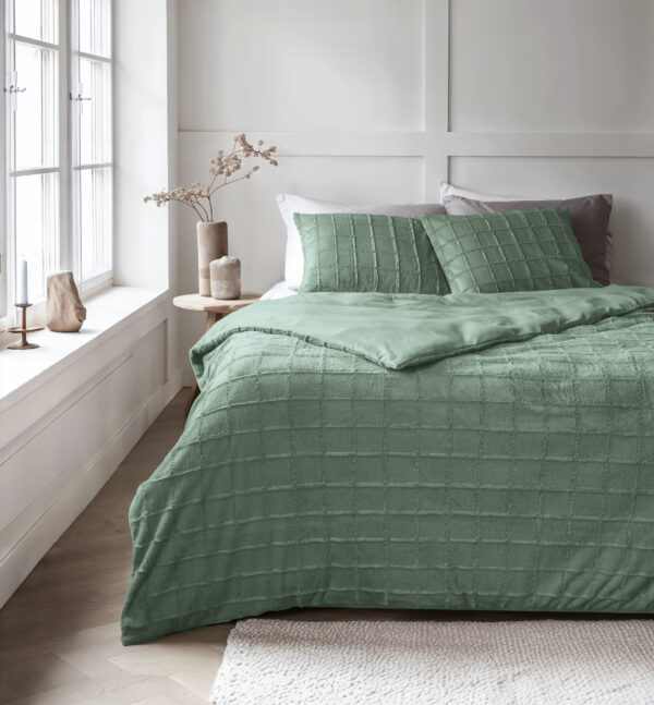 Faux Fur Check Donker Groen 140x200/220