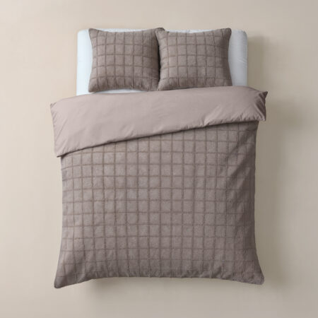 Faux Fur Check Taupe 200x200/220