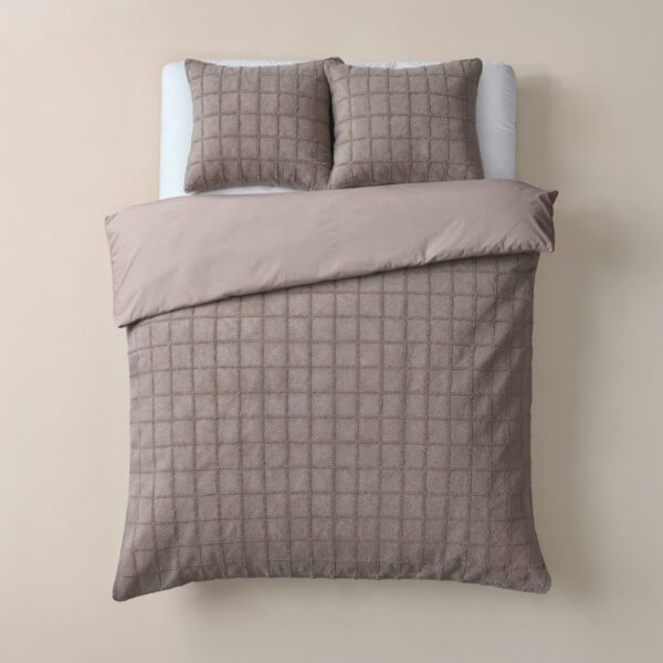 Faux Fur Check Taupe 200x200/220
