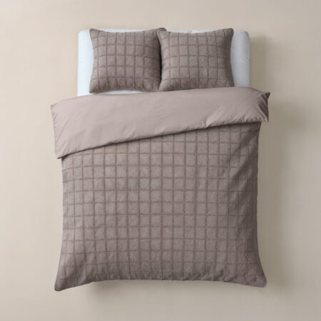 Faux Fur Check Taupe 200x200/220