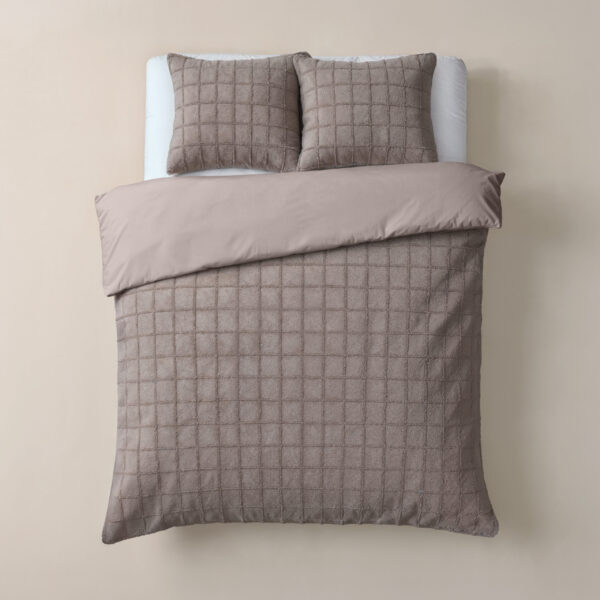 Faux Fur Check Taupe 200x200/220