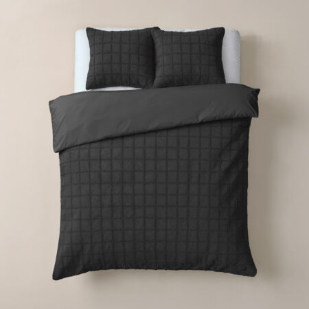 Faux Fur Check Zwart 200x200/220