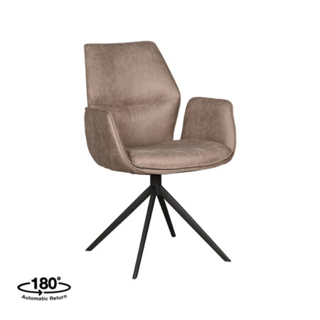 LABEL51 Eetkamerstoel Mellow - Taupe - Micro Suede - Black Frame