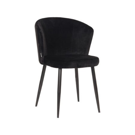 LABEL51 Eetkamerstoel Wave - Zwart - Fluweel - Black Frame