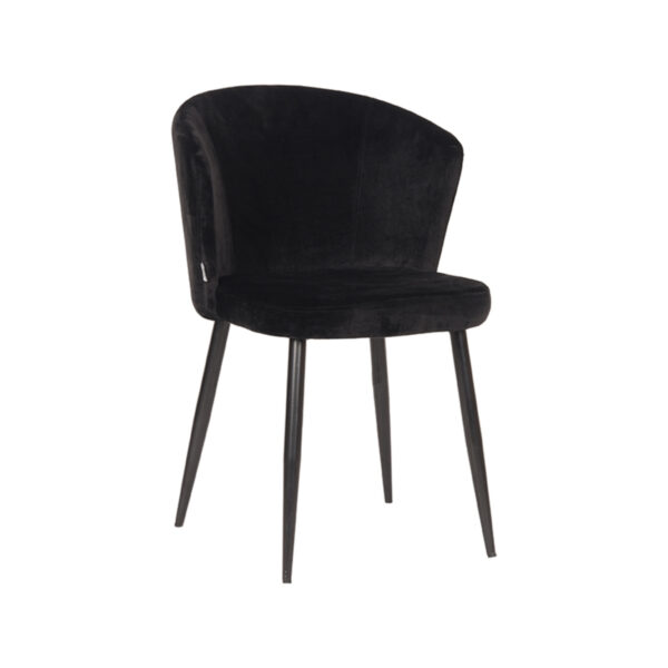 LABEL51 Eetkamerstoel Wave - Zwart - Fluweel - Black Frame