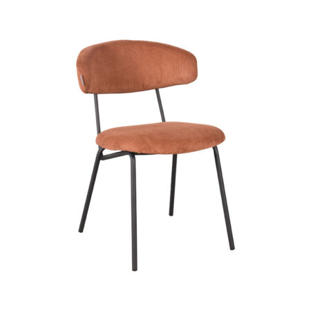LABEL51 Eetkamerstoel Zack - Rust - Ribcord - Black Frame
