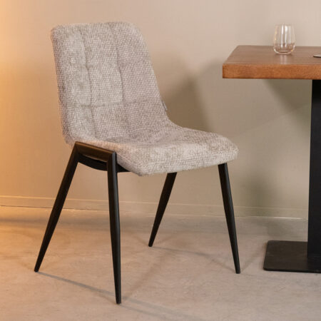 LABEL51 Eetkamerstoel Noor - Stone - Elite - Black Frame