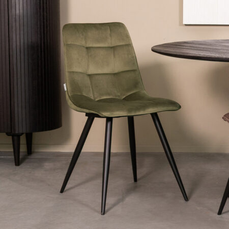 LABEL51 Eetkamerstoel Bistro - Hunter - Fluweel - Black Frame