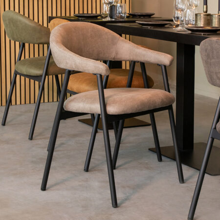 LABEL51 Eetkamerstoel Amaze - Taupe - Micro Suede - Black Frame