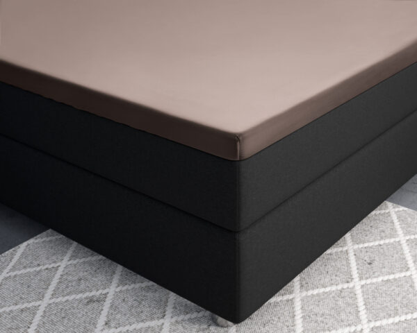 Primaviera Deluxe Topper Satijn Hoeslaken Taupe 180 x 200 cm - Afbeelding 3