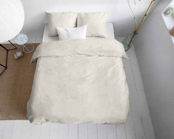 Primaviera Deluxe Uni Satijn Dekbedovertrek Creme 200 x 200/220 cm - Afbeelding 3
