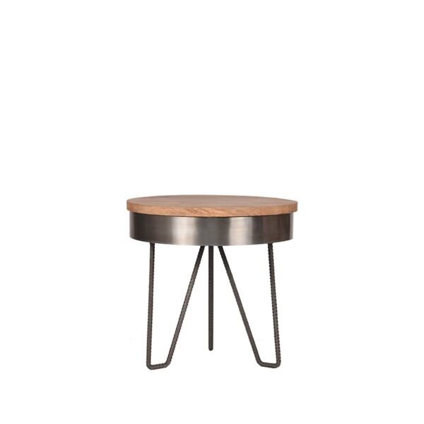 LABEL51 Bijzettafel Saran - Grijs - Mangohout - 44 cm - Rond