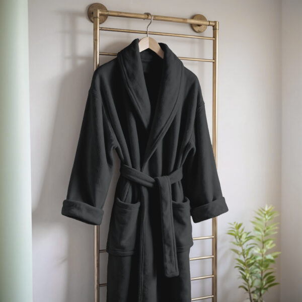 Coral fleece Badjas Zwart M/L