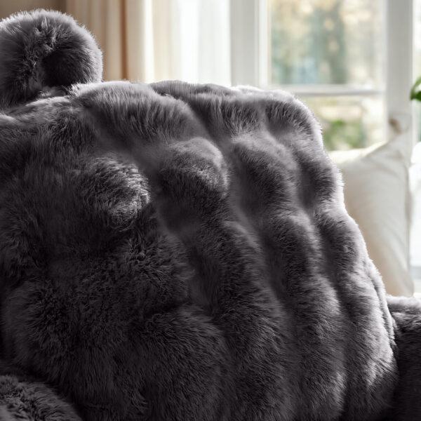 Primaviera Deluxe Bedrest Pompom Antraciet 34 x 50 cm - Afbeelding 4
