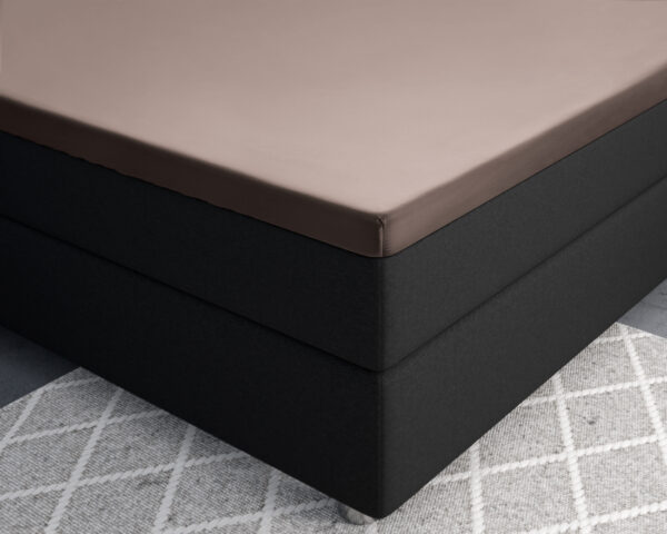 Primaviera Deluxe Topper Satijn Hoeslaken Taupe 90 x 220 cm - Afbeelding 3