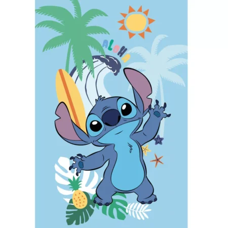 Stitch fleece deken 100 x 150 cm blauw