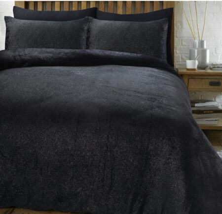 Glamour Flanel Deco Foil Zwart 140 x 200/220