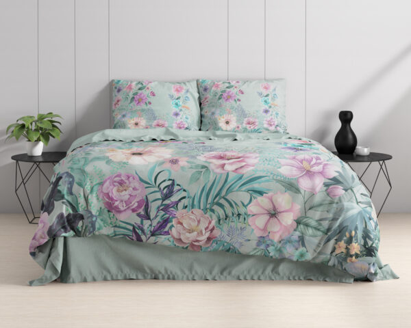 Flore Blauw 140 x 200/220 + 1 x kussensloop 60x70