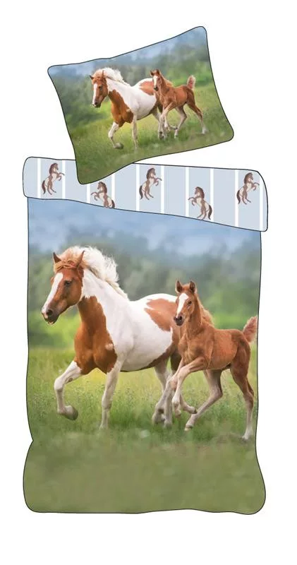 Dekbedovertrek Paard in de wei - 140 x 200 cm - Katoen